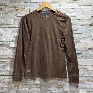 Ralph lauren brown elbow patch shoulder zip top
